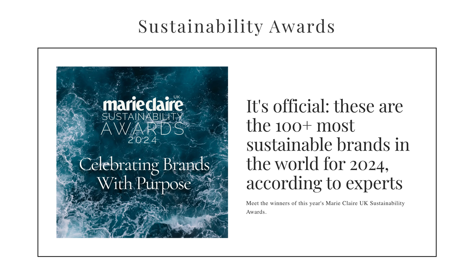 KŌRARU SWIMWEAR TRIUMPHS AS MOST SUSTAINABLE SWIMWEAR BRAND IN 2024 AT THE MARIE CLAIRE SUSTAINABILITY AWARDS