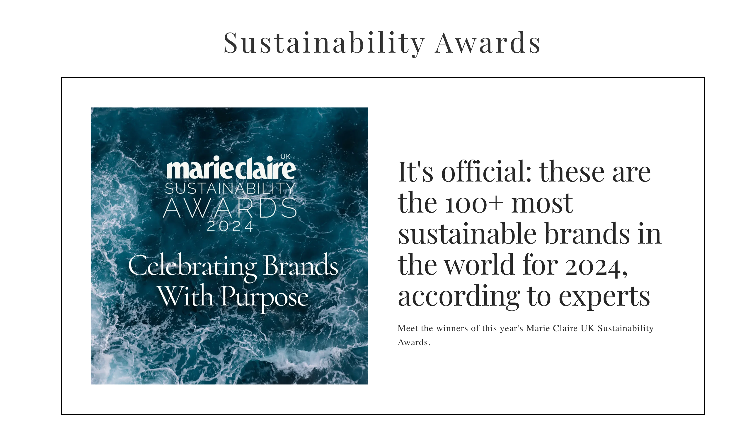 KŌRARU SWIMWEAR TRIUMPHS AS MOST SUSTAINABLE SWIMWEAR BRAND IN 2024 AT THE MARIE CLAIRE SUSTAINABILITY AWARDS