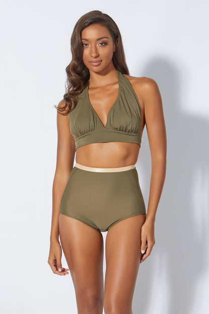 Top bikini allacciato alla caviglia Bellina Verde oliva