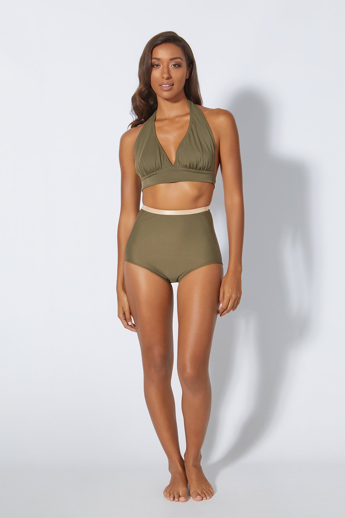 Top bikini Bellina Halter a righe verdi