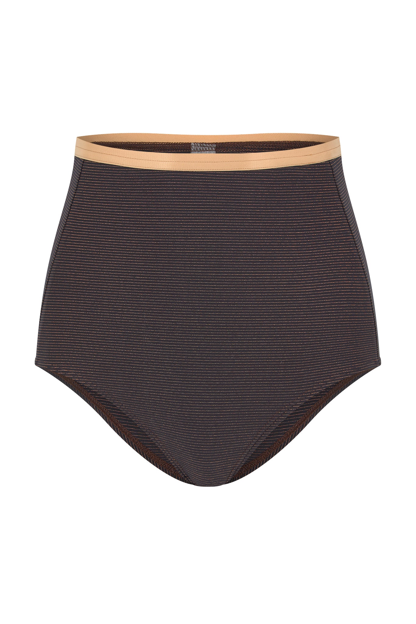 Bellina High Waist Bikini Bottoms Bronze Stripes