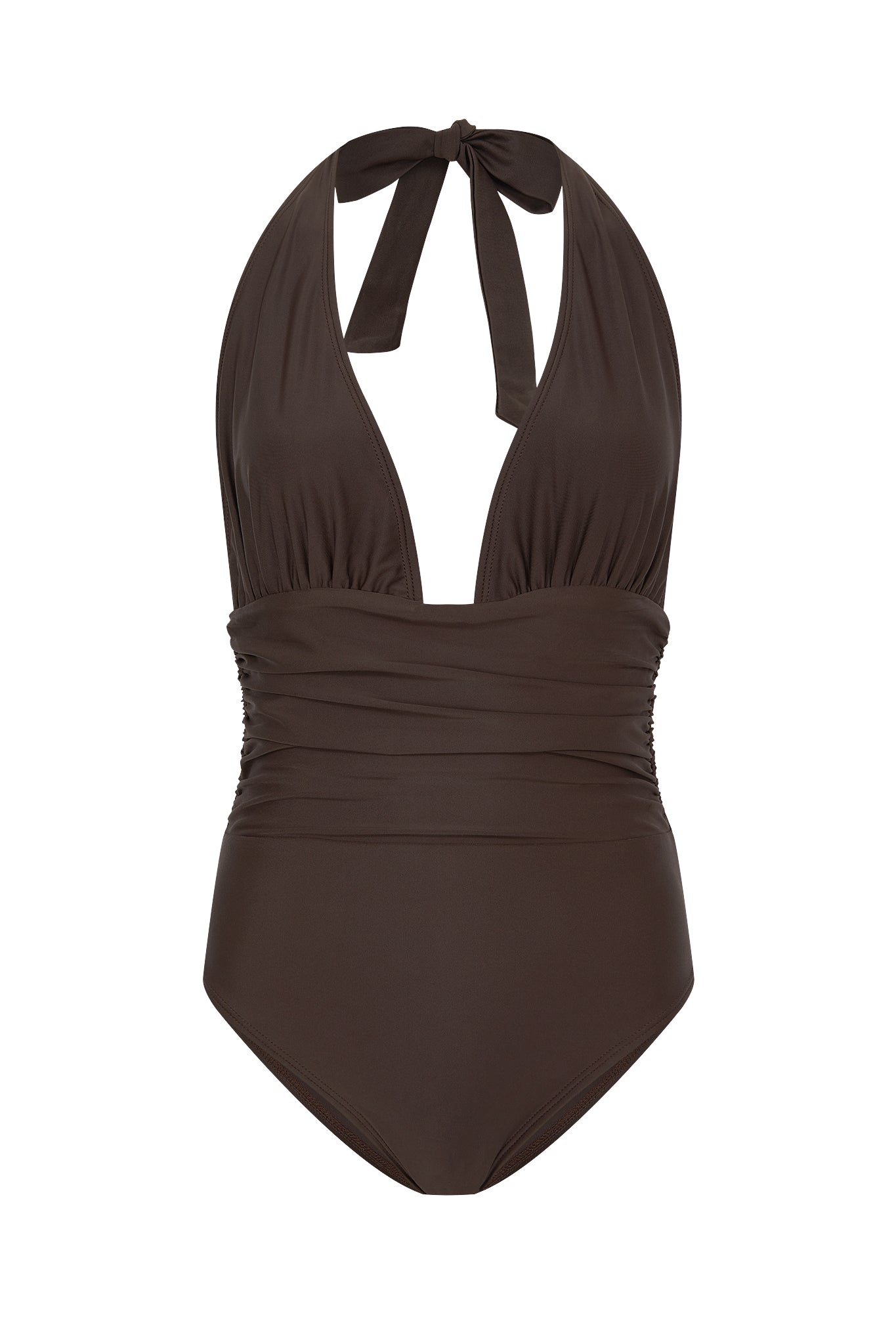 brown one piece swimming suit