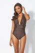 brown one piece swimsuit