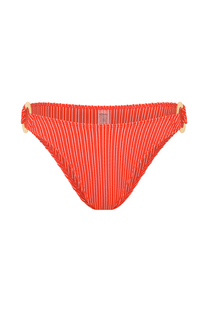 red striped bikini bottoms with gold detailing